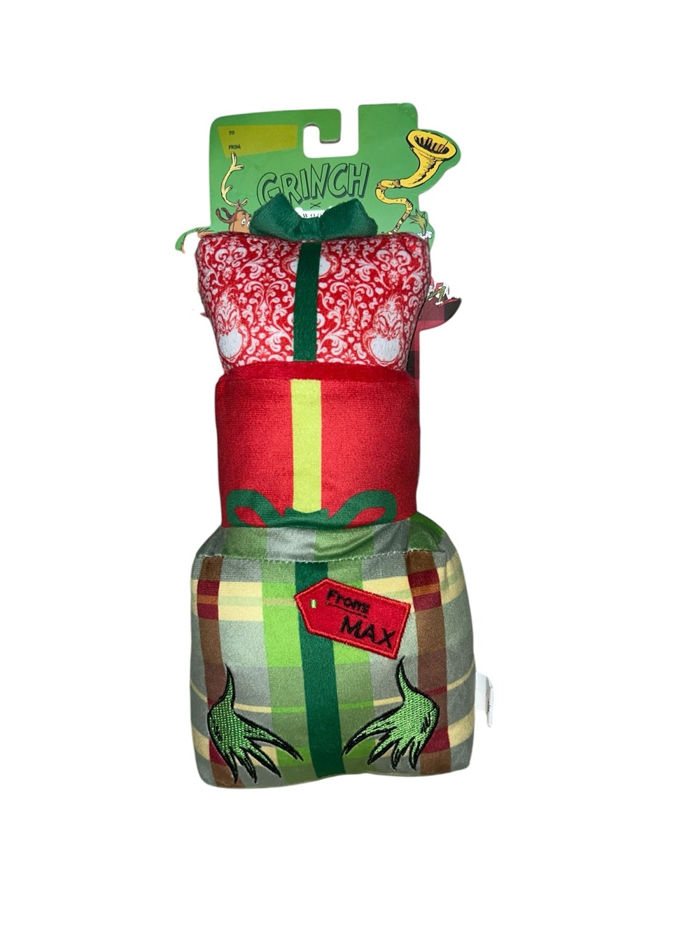 WOOF® Dr. Seuss Grinch Multi-Squeaker Plush Pet Toy. Crinkle & squeaker! NWT